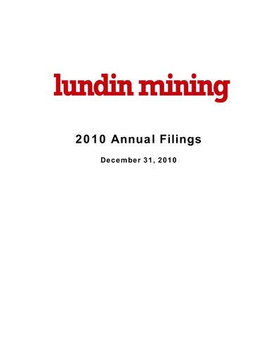 Thumbnail Lundin Mining
 Annual Report 2010
