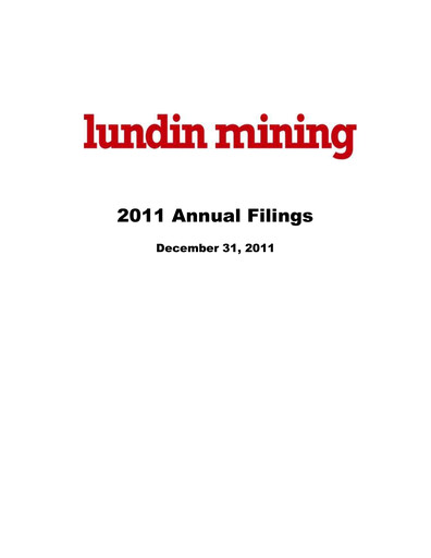 Thumbnail Lundin Mining
 Annual Report 2011