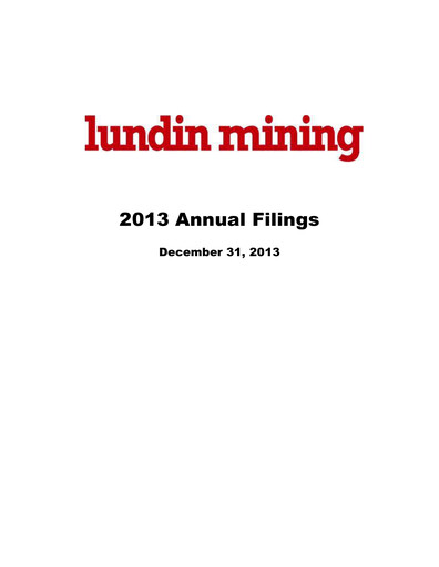 Thumbnail Lundin Mining
 Annual Report 2013