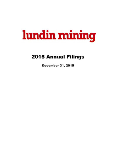Thumbnail Lundin Mining
 Annual Report 2015