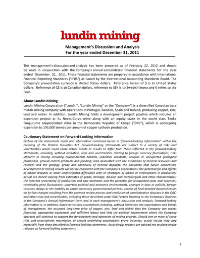 Thumbnail Lundin Mining
 Financial Statement 2011