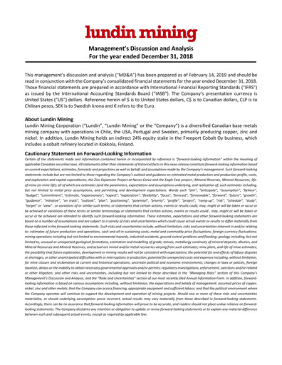 Thumbnail Lundin Mining
 Financial Statement 2018