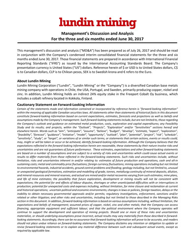 Thumbnail Lundin Mining
 Quarterly Report 2017-q2