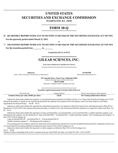 Thumbnail Gilead Sciences Quarterly Report 2023-q1