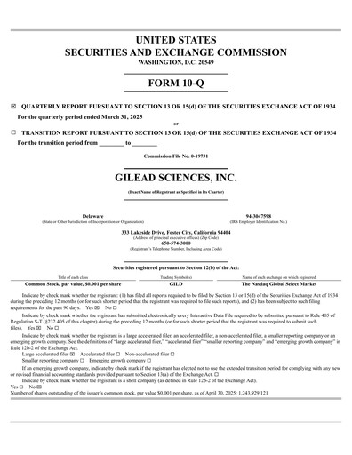 Thumbnail Gilead Sciences Quarterly Report 2025-q1