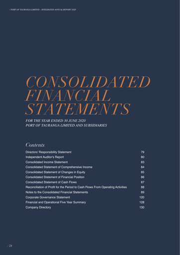 Thumbnail Port of Tauranga Financial Statement 2020