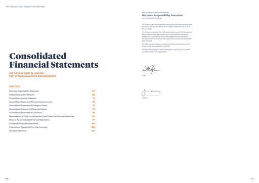 Thumbnail Port of Tauranga Financial Statement 2021