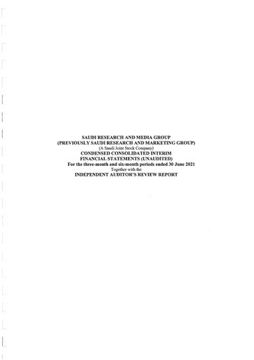 Thumbnail Saudi Research and Media Group Financial Statement 2021-h1