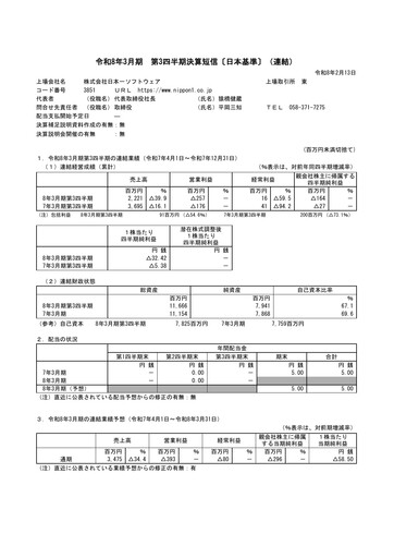Thumbnail Nippon Ichi Software Quarterly Report 2026-q3