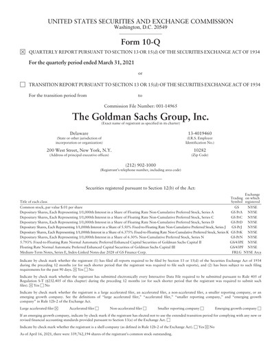 Thumbnail Goldman Sachs Quarterly Report 2021-q1