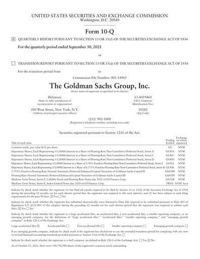 Thumbnail Goldman Sachs Quarterly Report 2021-q3