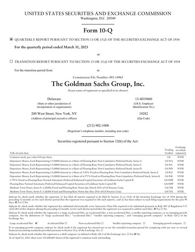 Thumbnail Goldman Sachs Quarterly Report 2023-q1