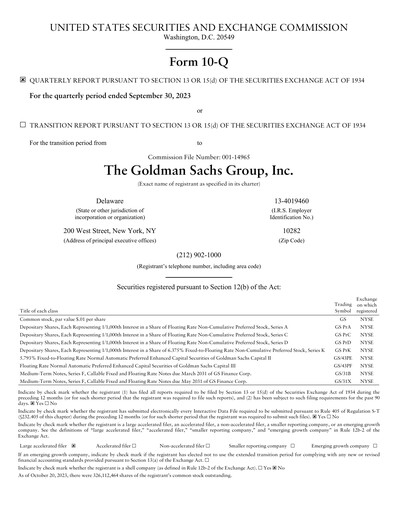 Thumbnail Goldman Sachs Quarterly Report 2023-q3