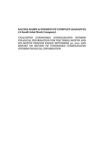 Thumbnail Saudia Dairy & Foodstuff Company Financial Statement 2021-h1