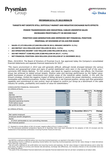 Thumbnail Prysmian Group
 Financial Report 2013