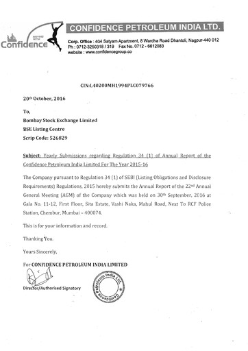 Thumbnail Confidence Petroleum Annual Report 2015-2016