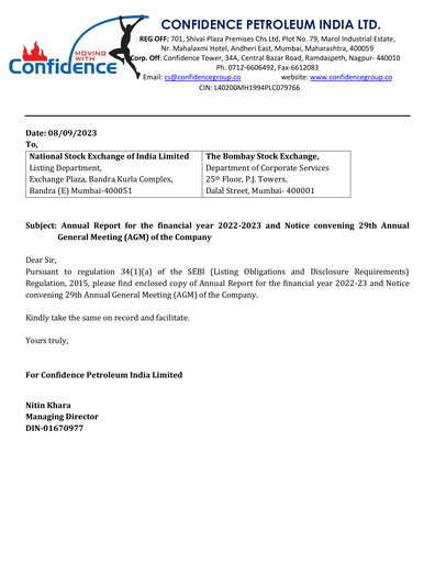 Thumbnail Confidence Petroleum Annual Report 2022-2023