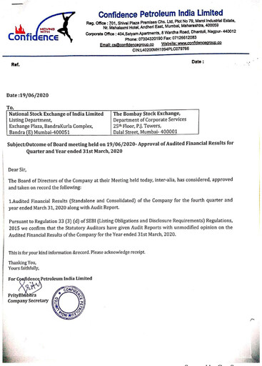 Thumbnail Confidence Petroleum Quarterly Report 2019-q4