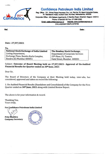 Thumbnail Confidence Petroleum Quarterly Report 2021-q1