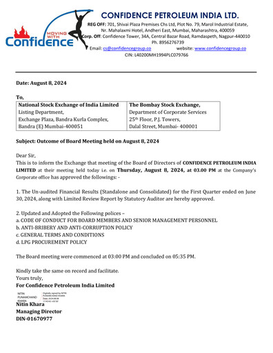 Thumbnail Confidence Petroleum Quarterly Report 2024-q1