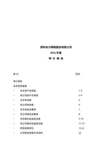 Thumbnail Shenzhen Bingchuan Network Financial Statement 2016