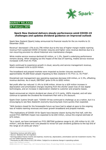 Vorschaubild Spark New Zealand
 Halbjahresbericht 2021-h1