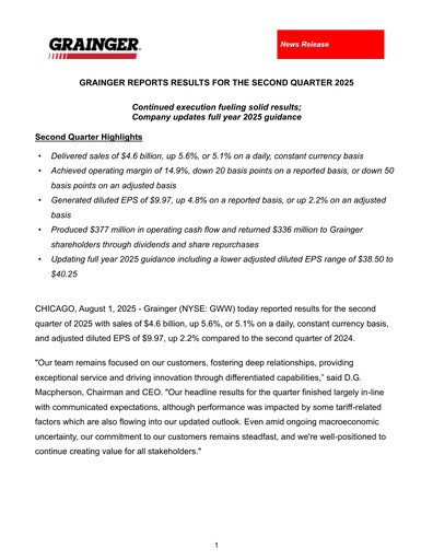 Miniature W. W. Grainger
 Rapport trimestriel 2025-q2