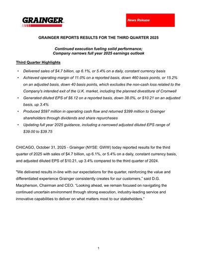 Miniature W. W. Grainger
 Rapport trimestriel 2025-q3