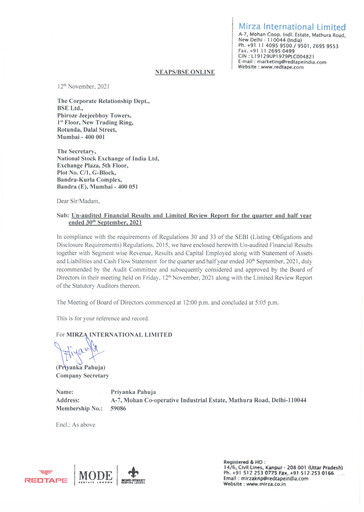 Thumbnail Mirza International
 Quarterly Report 2021-q2