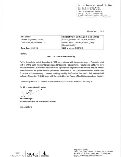 Thumbnail Mirza International
 Quarterly Report 2022-q2