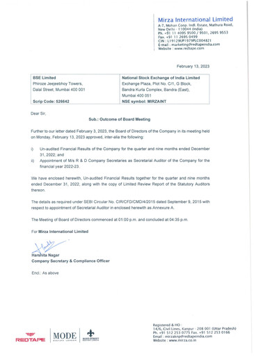 Thumbnail Mirza International
 Quarterly Report 2022-q3