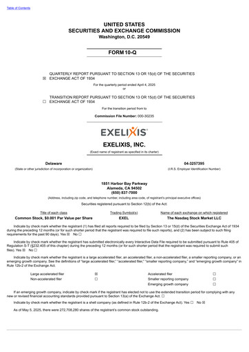 Thumbnail Exelixis Quarterly Report 2025-q1