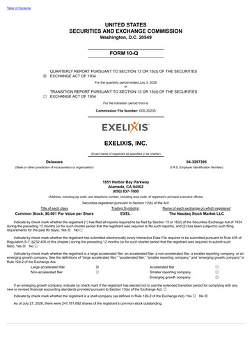 Thumbnail Exelixis Quarterly Report 2026-q2