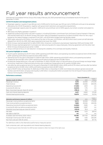 Thumbnail International Consolidated Airlines Financial Report 2020