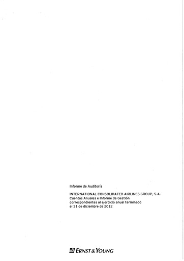 Thumbnail International Consolidated Airlines Financial Report 2012
