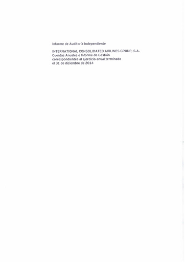 Thumbnail International Consolidated Airlines Financial Report 2014