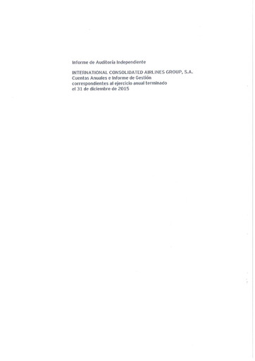 Thumbnail International Consolidated Airlines Financial Report 2015