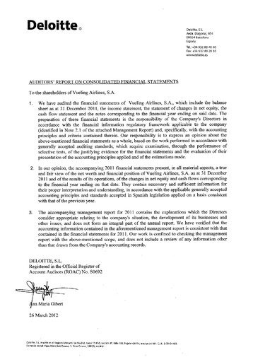 Thumbnail International Consolidated Airlines Financial Statement 2011