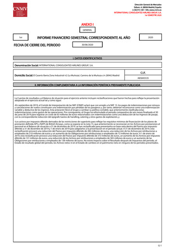 Miniature International Consolidated Airlines Rapport semestriel 2020-h1