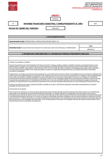 Miniature International Consolidated Airlines Rapport semestriel 2021-h1