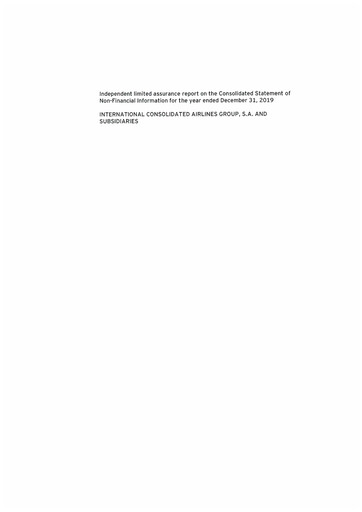 Thumbnail International Consolidated Airlines Sustainability Report 2019