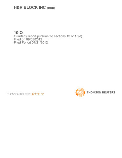 Thumbnail H&R Block
 Quarterly Report 2013-q1
