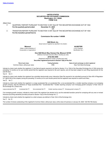 Thumbnail H&R Block
 Quarterly Report 2026-q2