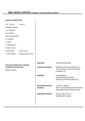 Vorschaubild SML Isuzu
 Jahresbericht 2010-2011