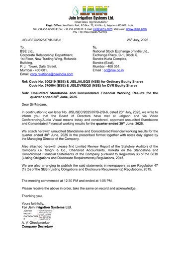 Thumbnail Jain Irrigation Systems
 Quarterly Report 2025-q1