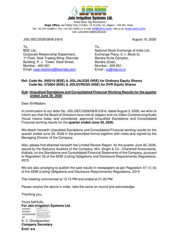 Thumbnail Jain Irrigation Systems
 Quarterly Report 2026-q1