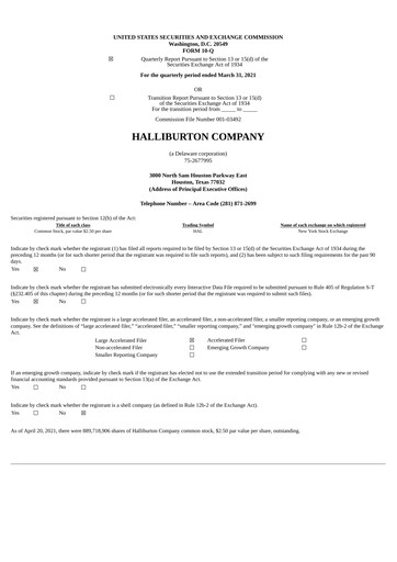 Thumbnail Halliburton Quarterly Report 2021-q1