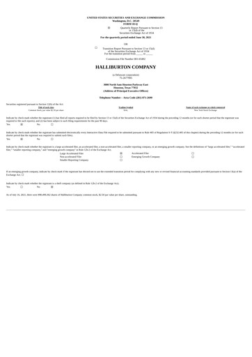 Thumbnail Halliburton Quarterly Report 2021-q2