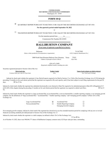 Thumbnail Halliburton Quarterly Report 2022-q3