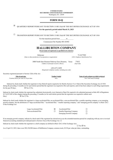 Thumbnail Halliburton Quarterly Report 2023-q1